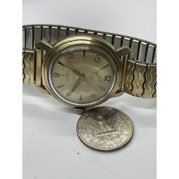 Mens Vintage Helbros Invincible Watch Running Mechanical Stretch - Picture 10 of 11